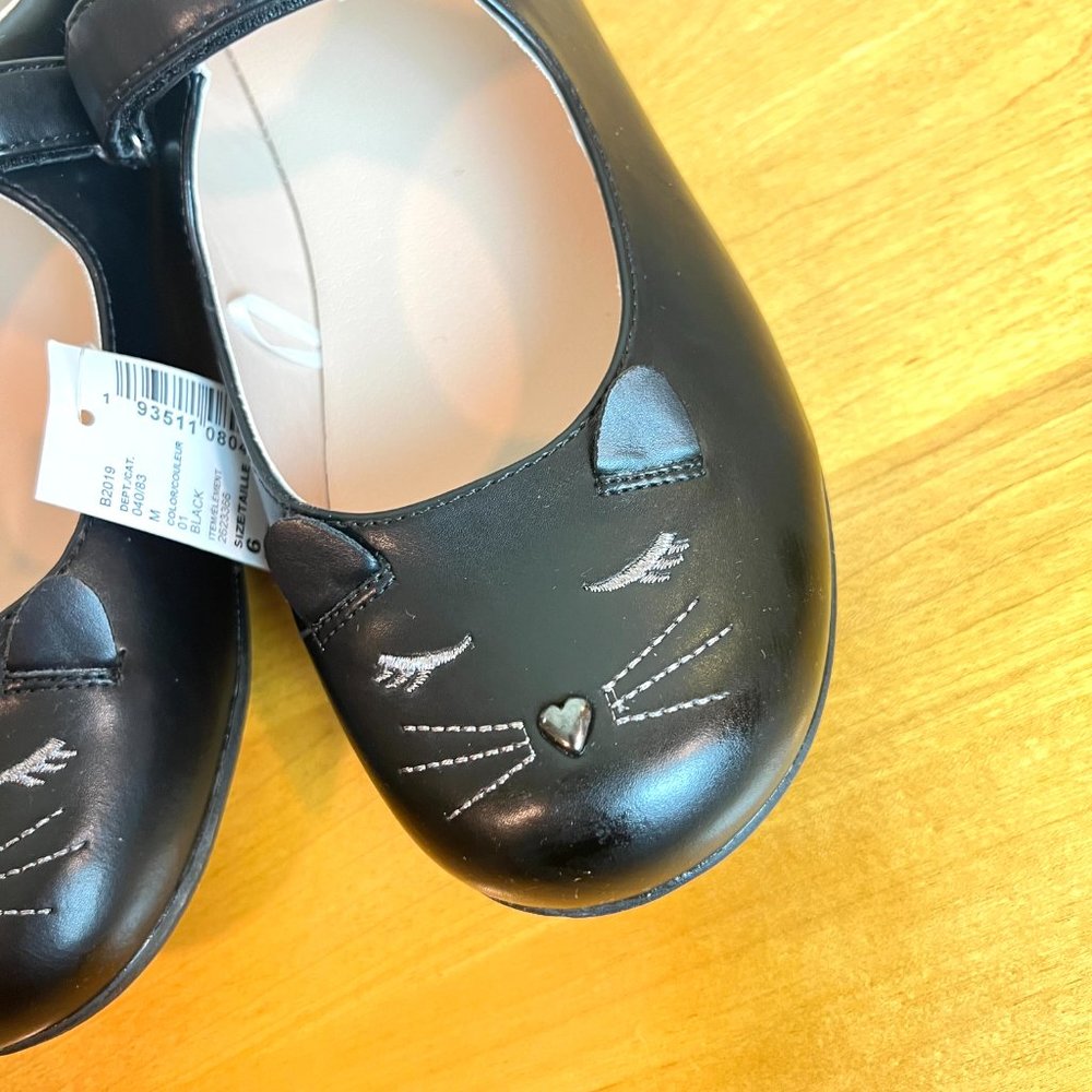 NEW The Childrens Place Size 6 Cat Kitty Kitten Black Mary Jane Flats Shoes - Picture 5 of 12